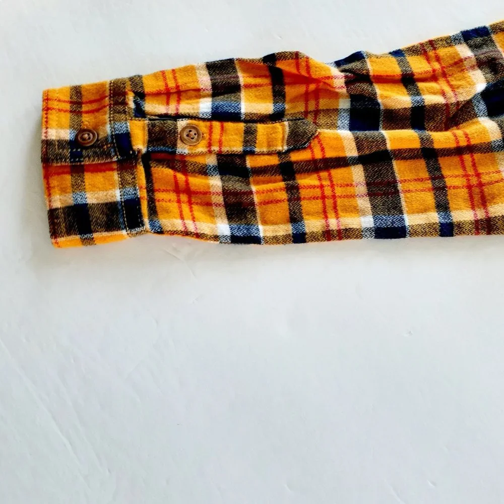 Sonoma Boys Shirt Flannel Yellow Plaid Button Down Size 10 New